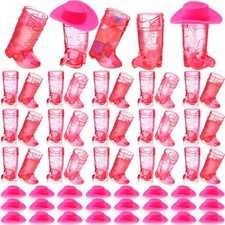 54 Pcs Mini Cowboy Boot Shot Glasses Plastic Cowgirl Party Supplies Western Plas