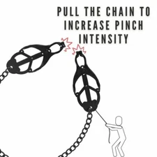 Monarch Noir Nipple Vice Clip-On Rings And Chain Nipples Black Metal Sub Dom Mas