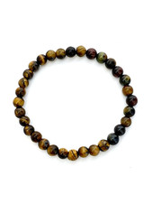 Natural Multicolor Tiger's Eye 7.25" 6mm Gemstone Beaded Bracelet w/Stretch Cord