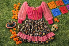 Vestido Disfraz Forum Novedades Día de Muertos Talla Grande Caléndula Catrina Calavera