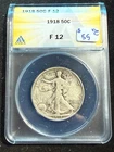 1918 WALKING LIBERTY HALF DOLLAR ANACS F 12 440