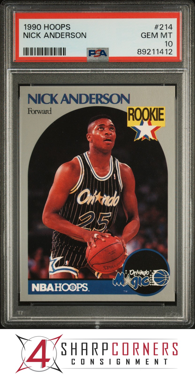 1990 HOOPS #214 NICK ANDERSON RC MAGIC PSA 10