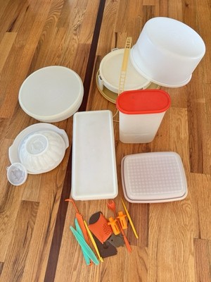 Vintage Tupperware - Cake Carrier, Bread Box, Cupcake/Pie, Jello, Marinating+