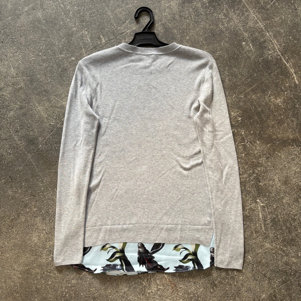 Ted Baker свитер женщин M 2 серый Karley минерал насмешливый цветочный рубашка хвост Топ - Изображение 4 из 4