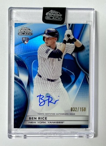 2025 Topps Chrome Black BEN RICE Blue Refractor Auto Autograph /150 RC #CBA-BR