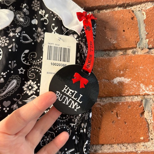 NWT Hot Topic Hell Bunny Black Skully Bandana Mini Dress Sz L - Picture 2 of 10