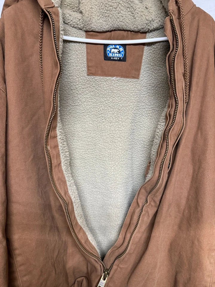 Chaqueta utilitaria Polar King marrón con capucha talla 4xl forrada de vellón muy cálida Foto 4 de 4