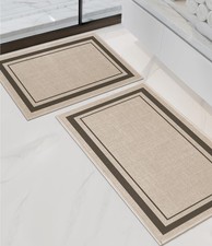 2 Piece Bath Rug Set Ultra Thin Absorbent Non Slip Light Beige 17x24 17x32