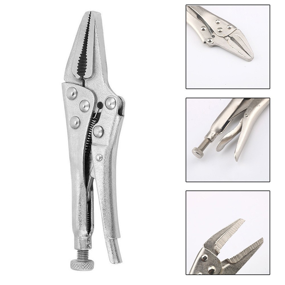 6-Inch Locking Needle Nose Pliers with Straight Jaw Grip Clamp