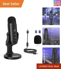 Podcast Microphone for PC, Noise Cancellation USB Mic with Gain, Volume Adjus...