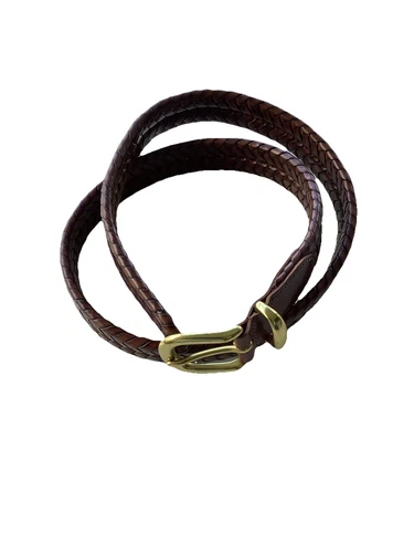 Coach Cintura Tessuto Marrone #5922 Uomo Taglia 34 Fibbia Ottone Massiccio Abito Casual