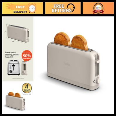 2 Slice Slim Toaster - 10'' Long Slot, 6 Shade Settings, Reheat & Cancel, Auto Sh