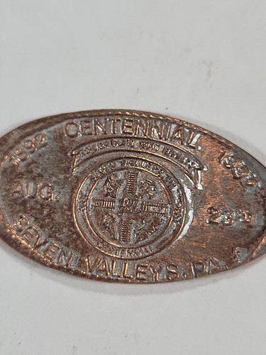 Elongated Smashed Penny Centennial 1892-1992 Aug. 23rd Seven Valleys PA. - Picture 4 of 6