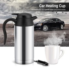 12V Electric Car Kettle 750ml Stainless Steel Travel Coffee Tea Heating Mug Cup