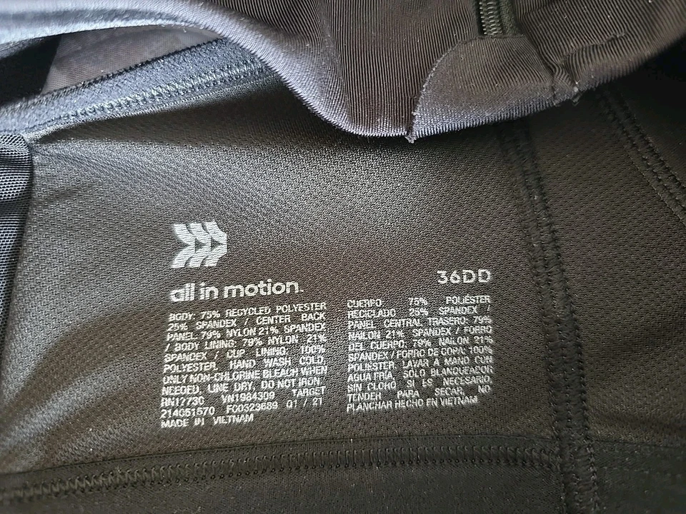 Lote de 3 sujetadores deportivos 38D y 36DD Wacoal Playtex todo en movimiento usados negros Foto 3 de 4