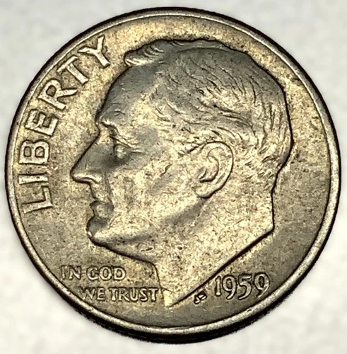 1959-D Roosevelt Dime - Circulated Condition - 90% Silver - US Coin - 3000