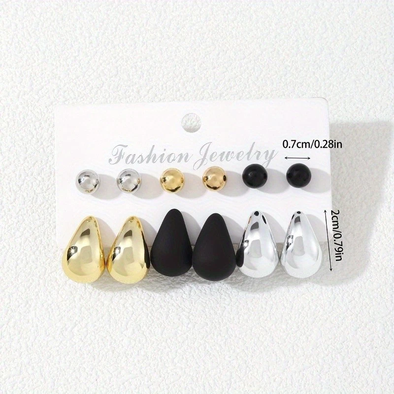 Женские три цвета капли уха запонки комплект моды Simplie CCB пластиковые серьги - Изображение 3 из 4