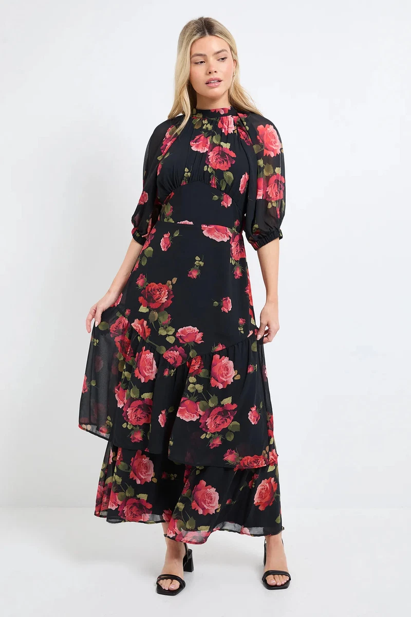 slim fit dress slacks Dorothy Perkins Womens/Ladies Dobby Chiffon Frill Empire Midi Dress –  Universal Textiles main image 1