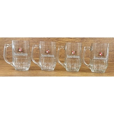 Vintage Kronenbourg Beer Mugs Ravenhead England Dimple Glass Set 4