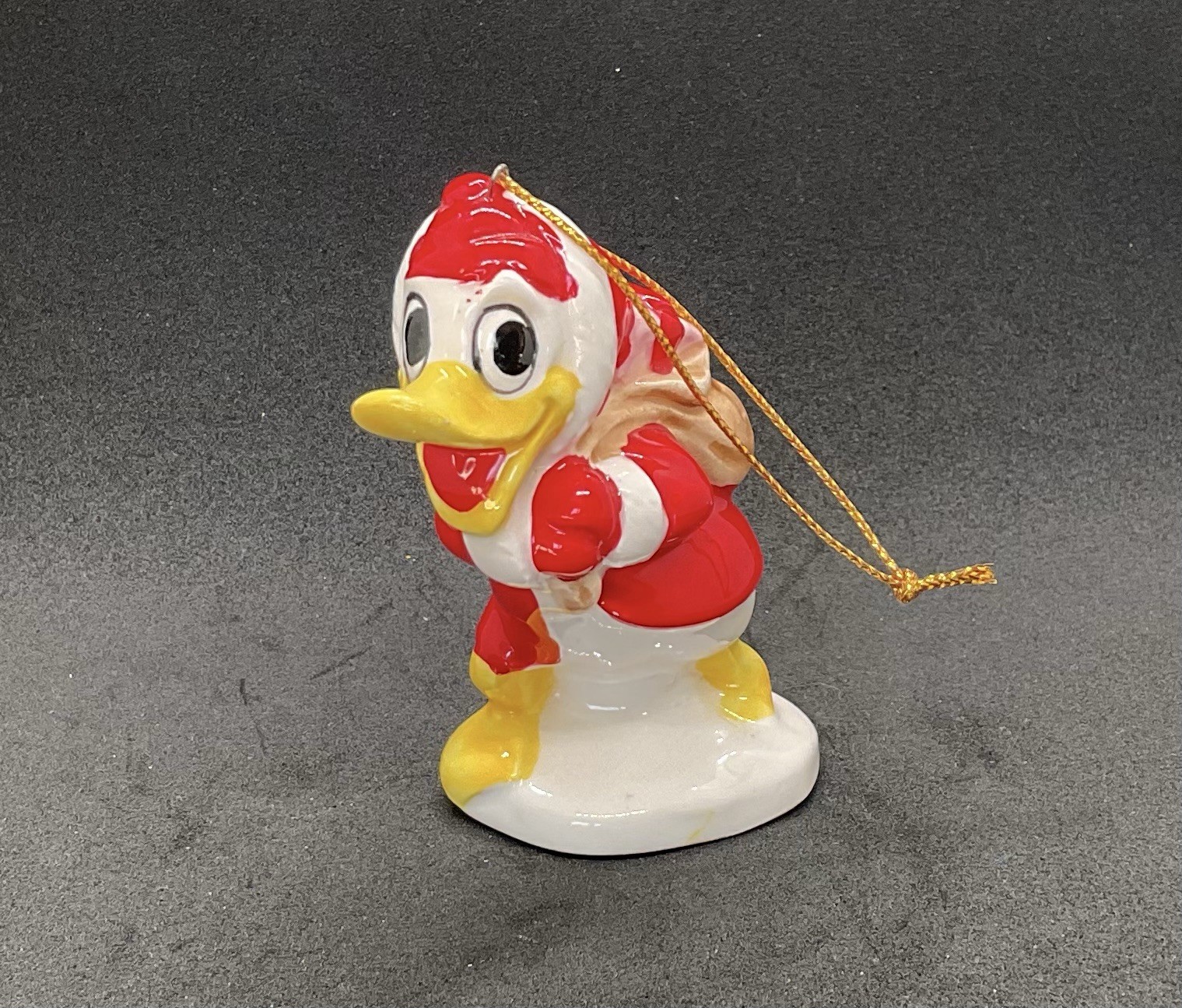 Vintage 1970s Disney Donald Duck Santa Christmas Ornament Japan 3.25Hx2.5W