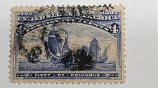 US Stamp Sc 233, 4c Columbus, Used F/VF CV$8.00 (509A)