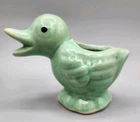 Vintage McCoy Pottery Ceramic Jade Green 5” x 4” Duckling Planter Figurine