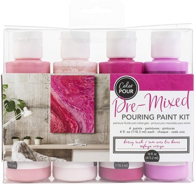 Color Pour Pre-Mixed Paint Kit 4/Pkg-Berry Rush