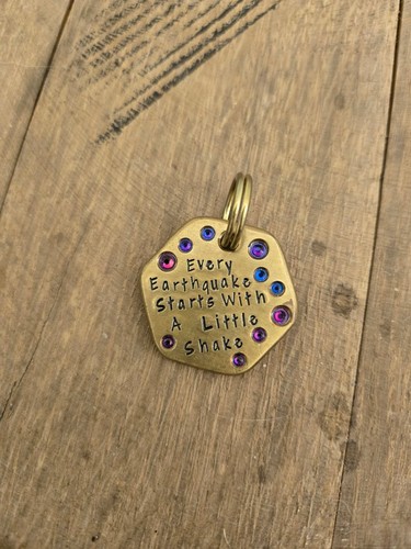 Dobie Kustomz Brass Dog Tag Collar Charm Engraved with Swarovski Crystals