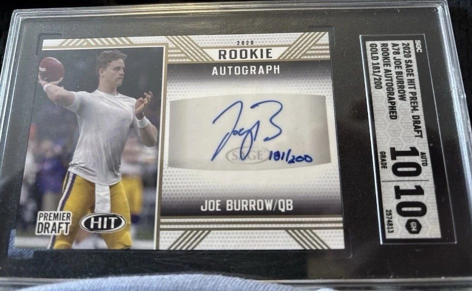 Joe Burrow Sage Hit Premier Draft Rookie Autograph #A78 Gold