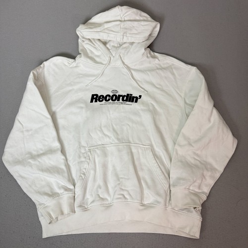 H&M, Vintage 2002 H&M Recordin' Graphic Hoodie White Loose Fit Men's L