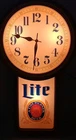 Vintage 1980s Miller Lite Beer Lighted Wall Clock Sign 12” x 22” tested  Working