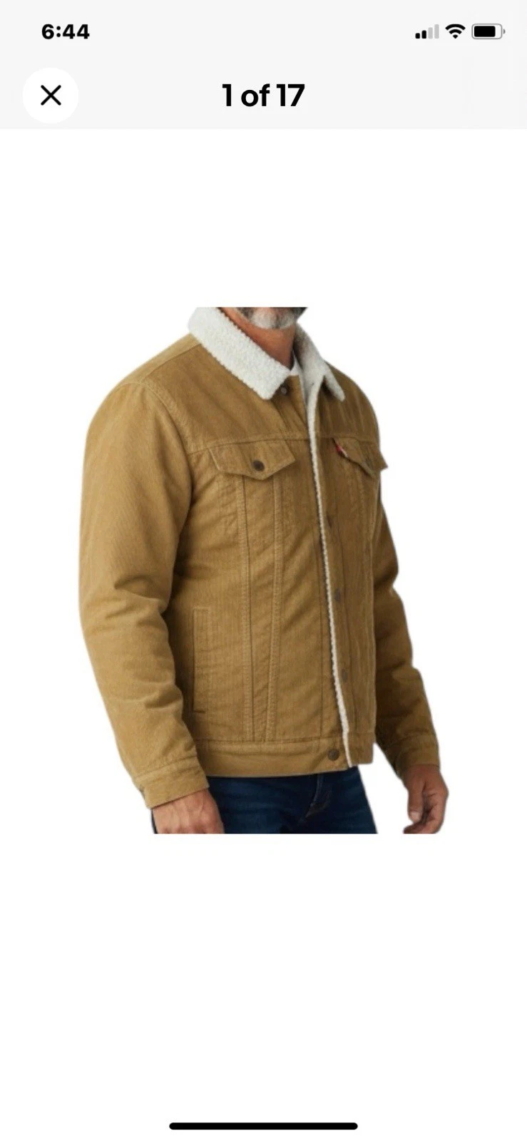 Trademark Brooklyn Cloth L Men’s Corduroy Trucker Jacket Brown Sherpa Lined Warm