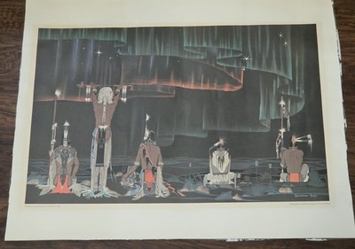 Blackbear Bosin Lithograph TORCHES OF THE SOUL SEEKERS Native American Art