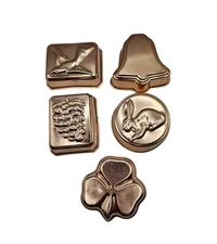 Lot Of 5 Vintage Aluminum Copper Tin Mini Jello Jelly Cake Molds Kitchen Decor
