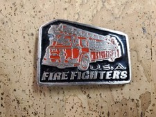 Vintage Fire Fighters U.S.A Belt Buckle Cast 937 Enamel