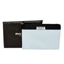 Miu Miu Beauty Cosmetic Pouch Two  Tone Black Blue Bag Makeup Zip Case