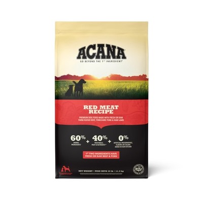 ACANA Grain Free Dry Dog Food Red Meat Recipe 25lb Bag - All Life Stages
