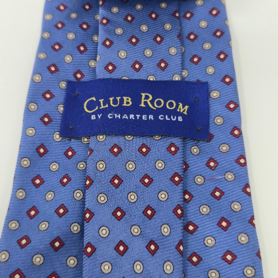 Club Room Blue/Red Geometric 100% Silk Tie image 5
