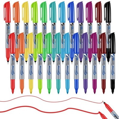 24 Pack Color Permanent Markers, Fine Tip and Ultra Fine Point, 12 Vibrant As...