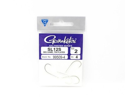 Gamakatsu 99509-4 SL12S Big Game Tin Plated Hook Size 2 , 4 Per pack (1454)