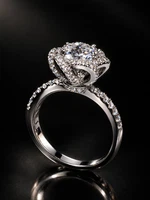 1.5 ct Flower Set Moissanite Ring 925 Sterling Silver White Gold Filled Size 6
