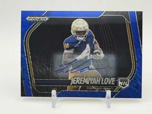 2025 Prizm Black Jeremiyah Love Blue Shimmer Prizm auto 9/15 Notre Dame #189 NIL