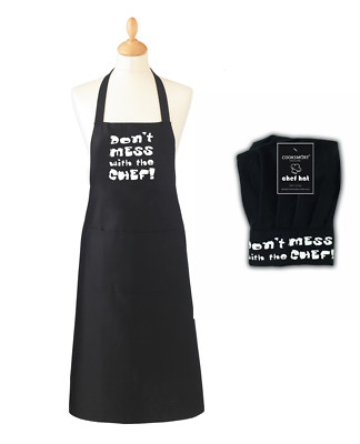 Herren Baumwolle Schürze Mütze Set Kochen Koch Küche Neuheit BBQ lustig Backwaren Geschenk