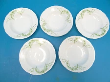 Antique Set Old Altrohla Austria A Green Vine Small Bowls Dishes China Porcelain