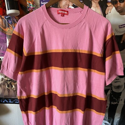 Supreme Knit Stripe Raglan Top Pink 2017 | eBay