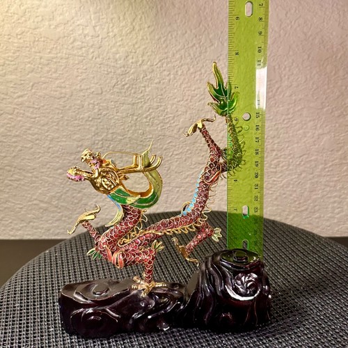 Vintage Cloisonne Chinese Dragon. Gold plate and enamel. Multi-colored - 第 5/6 張圖片
