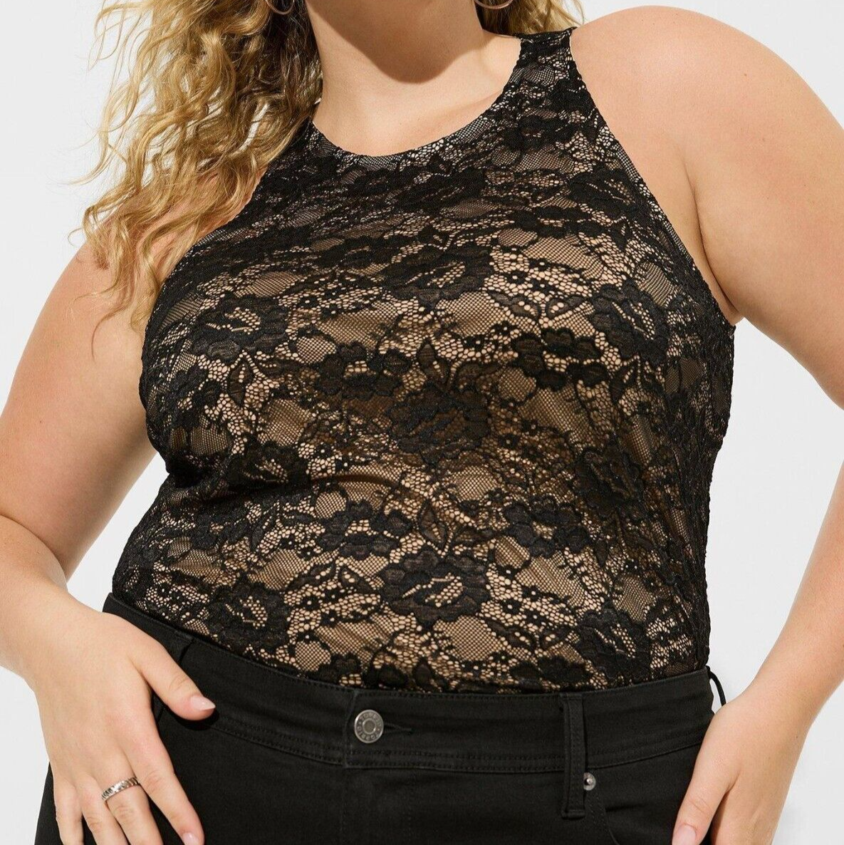 Torrid Stretch Lace High Neck Tank Black 3 3X 22 24 #G15232 | eBay