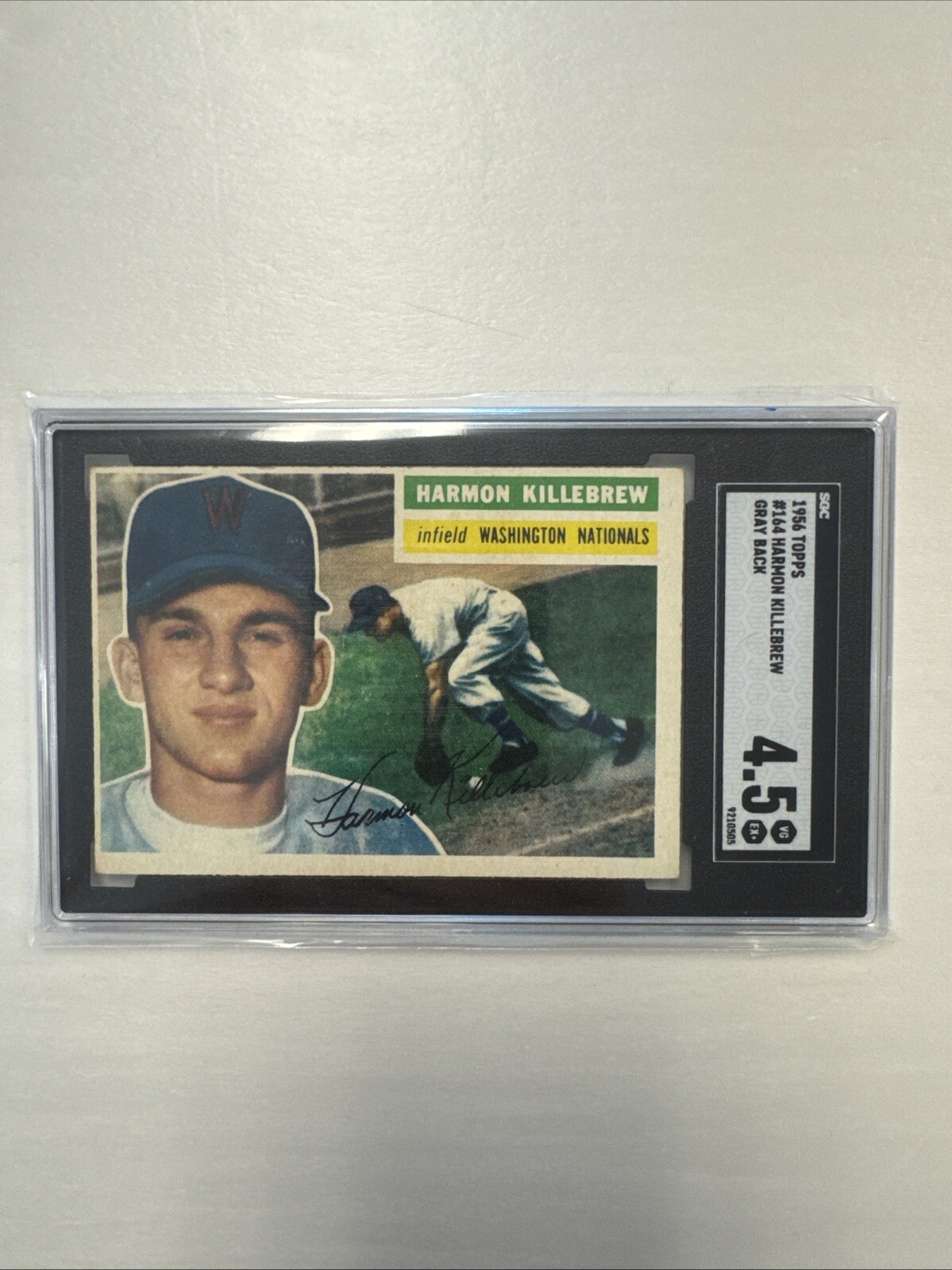 1956 Topps Harmon Killebrew Gray Back Card # 164 SGC 4.5 Washington Nationals ￼