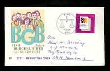 Storia Postale Germania FDC #1942 Codice Civile Tedesco Legge 1996