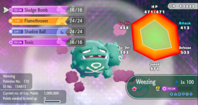 Pokemon Let's Go Pikachu/Eevee 6IV Max AV Shiny Weezing